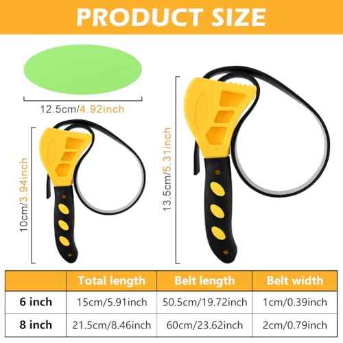 Tookie Strap Wrench Set, 2pcs Adjustable Rubber Oil Filte-r Wrench with 4pcs Jar Opener Gripper Pad, Pipe Wrench Universal Spanner Jar Opener for Weak Hands, Plumbers(Yellow+blavk)