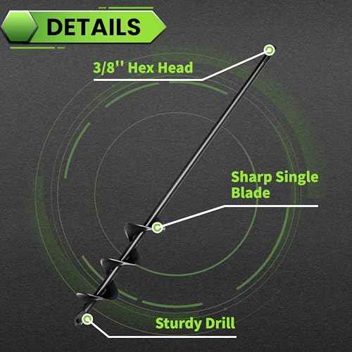 SYITCUN Auger Drill Bit for Planting 1.6"x16.5", Post Hole Auger for Planting Bulbs, Easy Post Hole Digger with Drill for 3/8¡±Hex Drive Drill