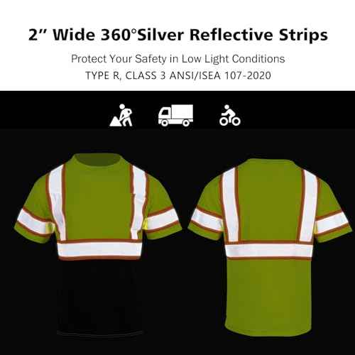 VENDACE 3pcs Safety Reflective High Visibility Shirts for Men ANSI Class 3 Hi Vis Construction Work T Shirts Short Sleeve