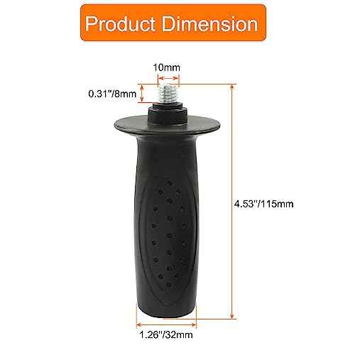 M10 Thread Black Angle Grinder Handle£¬4.5''x1.26'' Side Handle Tool for Angle Grinder Pack of 2