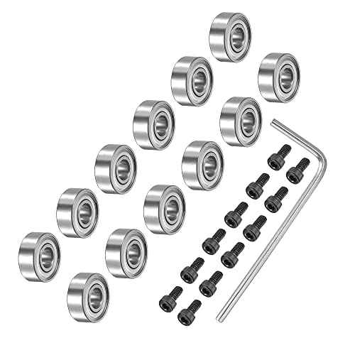 uxcell 12Pcs Bearing Accessory Kit 3/16" I.D. 1/2" OD Top Mounted Bearings for Router Bit (#5-40 x 1/4" Screws)
