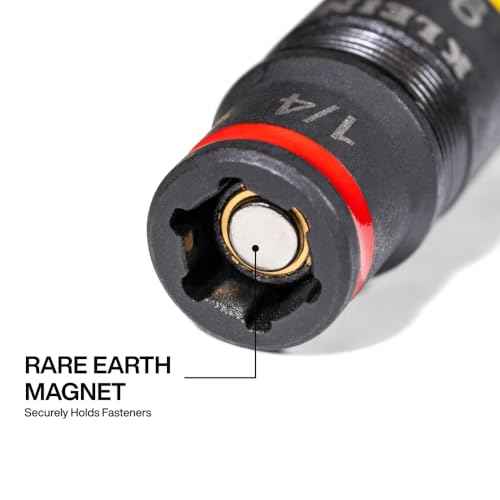 Klein Tools 32931 3-in-1 SAE Impact Socket Set, 1 Flip Socket with 1/4 and 5/16 Nut Driver Sizes and 1/4-Inch Bit Holder, Impact Rated 2-Inch Shaft