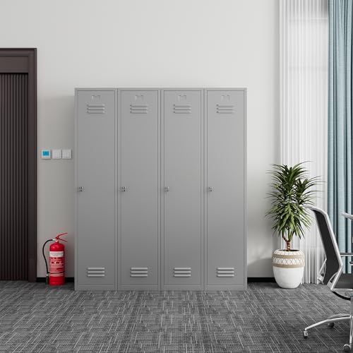 Topass 71-Inch Grey Metal Lockers for Employees, Lockable Steel Storage Cabinet, 1-Door