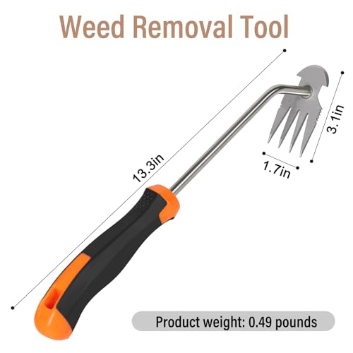SIXCAR Garden Weeder Tool - Portable Stainless Steel Hand Uprooting Tool for Weeding & Planting