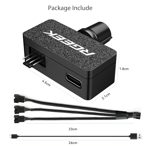 RGEEK 4-Pin PWM Fan Controller for PC with USB Power & Speed Adjustment