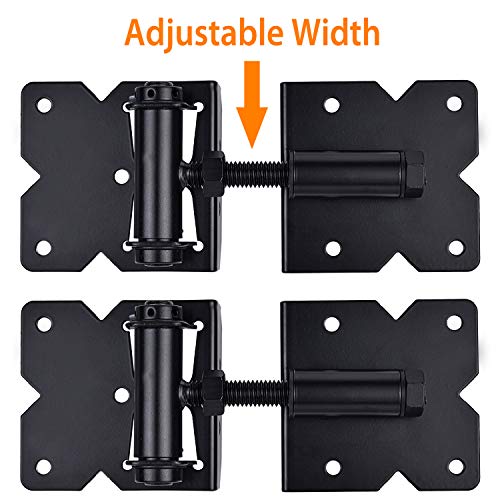 SANKINS Heavy Duty Self-Closing Gate Hinges 90° Adjustable Black 2 Pcs