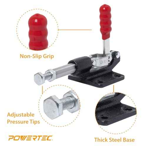 POWERTEC Push Pull Toggle Clamp, 500lbs Holding Capacity, 305CM Quick Release Push Pull lever Clamp, Stroke Clamp for Welding, Woodworking Jigs and Fixtures, Pocket Hole Jigs, CNC (20318)