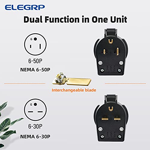 ELEGRP Heavy Duty NEMA 6-30P & 6-50P Angle Power Plug 30/50 Amp 250V, UL Listed