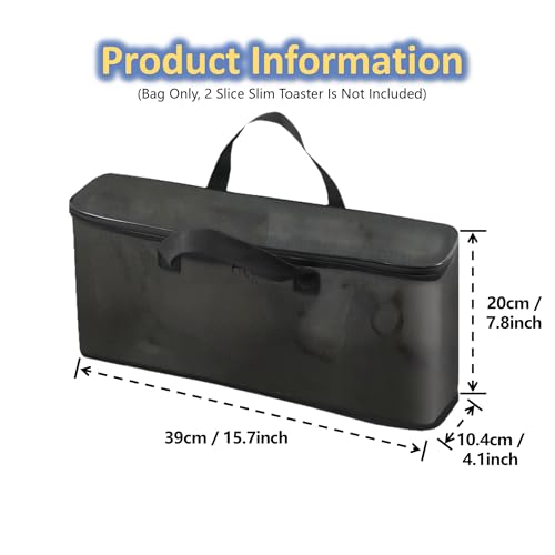 Portable Toaster Carrying Case, Waterproof Heat-Resistant 2-Slice Slim Toaster Bag with Aluminum Lining
