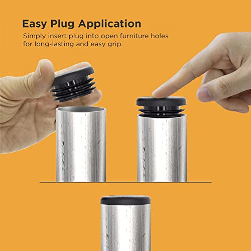 Prescott Plastics 1" Round Ribbed Plastic Hole Plugs - 4 Pack, Black, Weather-Resistant