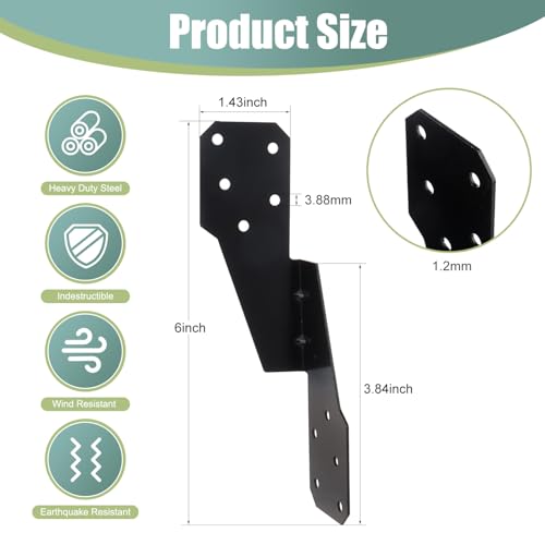 Mixiflor 30 Pack Heavy Duty Hurricane Ties with Black Powder-Coated for Wood Structures