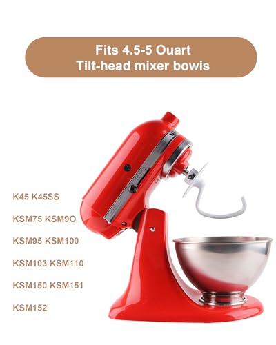 MEET JUICE K45DH Coated C-Shaped Dough Hook for KitchenAid Tilt-Head Mixers, 4.5–5 Qt Bowls