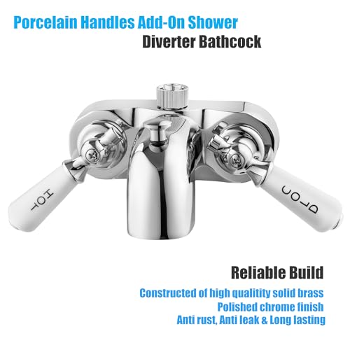 Pyhomestrim Clawfoot Bathcock Diverter with Deluxe Porcelain Lever Handles
