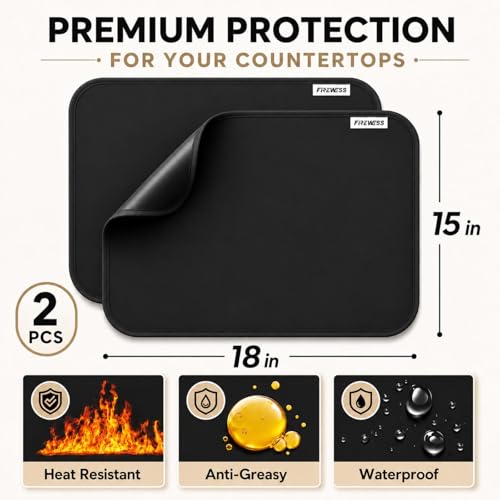 Heat Resistant Countertop Mats for Air Fryer 18 x 15 in, 2 Pack - FIREWESS