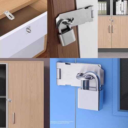 Tnisesm 2 Pack Door Hasp Latch Lock with Combination Lock&Keys Lock, 5 Inch 304 Stainless Steel Safety Packlock Clasp Hasp Lock Latch Extra Thick Gate Lock Hasp with Screws Brushed Finish