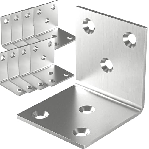 20Pcs Heavy Duty Stainless Steel 2-Inch Angle Brackets for Wood Fencing & Furniture