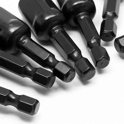 10 Pack 1/4 Inch Square Impact Adapter Bit, Hex Impact Socket Adapter for Drills, Socket Adapter Kit for Impact Driver, Automotive DIY - Black