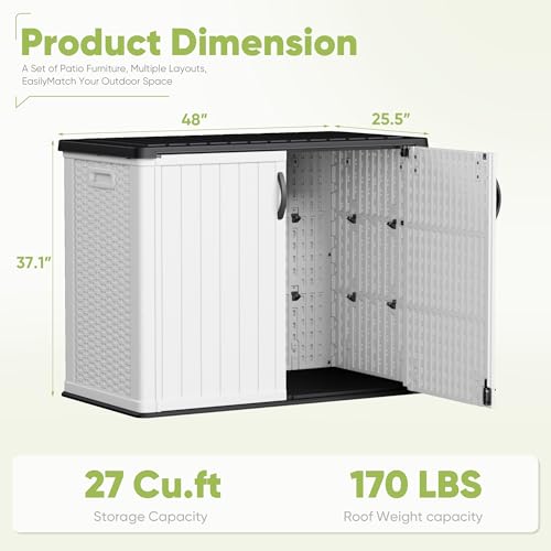 Devoko White Vertical Outdoor Storage Cabinet 26 Cu Ft Waterproof Lockable Shed