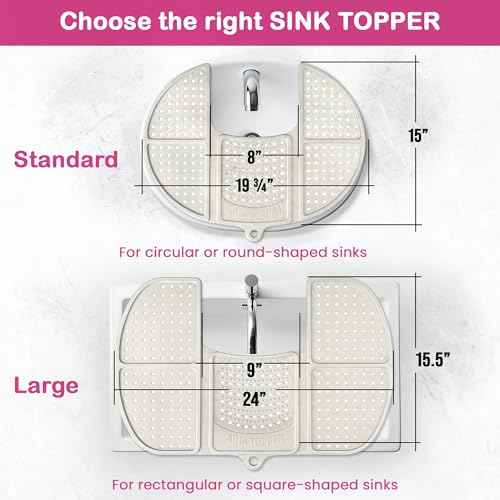 Sink Topper Bathroom Counter Cover & Storage Saver, Foldable Silicone Mat for Hot Tools, Hair Styling & Makeup, Beauty Brush Cleaning Mat, RV Camper Sink Cover & for Small Spaces (Standard Black)