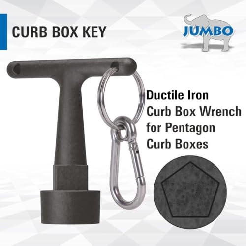 JUMBO Curb Box Key Wrench, Water Valve Shut Off Tool, T-Handle Pentagon Socket with Anti-Loss Keychain