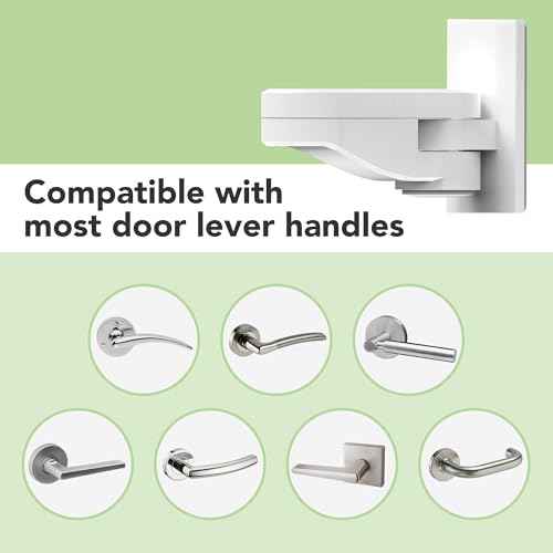 Moonybaby 4 Pack Child Proof Door Lever Lock, Also for Cabinet or Window and Faucet Lever Handle Lock, Minimalist Design, No Drilling Needed, Child Safety Door Handle Locks(2 Black 2 White)