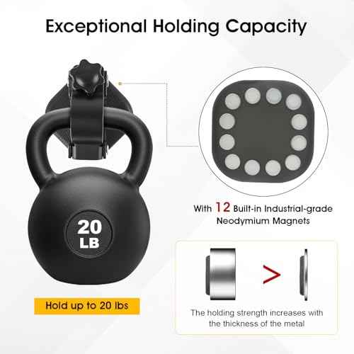 2 Pack Heavy Duty Magnetic Shovel Holder for Truck, No-Drill Strong Metal Magnet Mount Rack for Flag, Paddle, Utility Tool, Organizer for RV, Garage, Trailer, Cruise, ATV Storage
