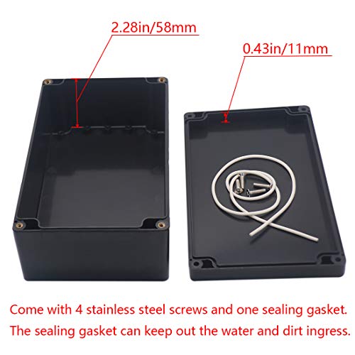Otdorpatio Waterproof ABS Plastic Electrical Junction Box 7.87x4.72x2.95 Inch Black, IP65