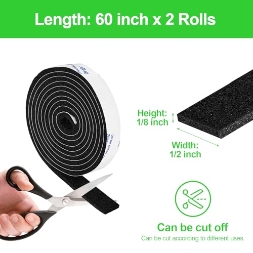 PremiFix Black Felt Strips with Adhesive Backing, 2 Rolls 1/2 x 60 Inches