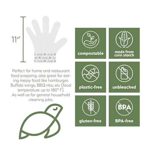 100% Compostable Gloves Disposable Latex Free [One Size Fit Most, 100CT] Food Service Disposable Gloves, Food Prep Cooking Gloves, Eco-Friendly, by Earth's Natural Alternative,Off-white