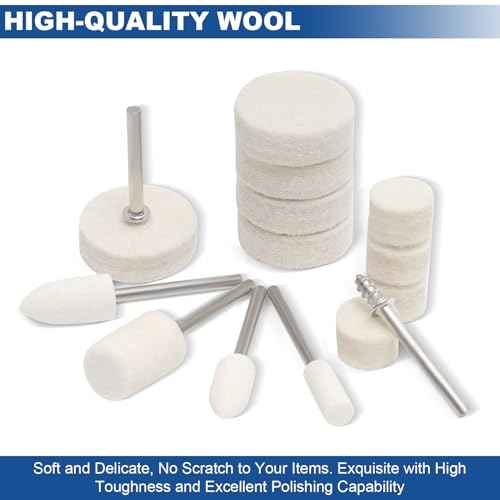 115PCS Polishing Buffing Wheels for Dremel Tool Accessories, 1/8" Shank Polishing Wheels for Dremel Polishing Kit | Professional Wool Restoration & Buffing Kit for Metal, Jewelry, Wood