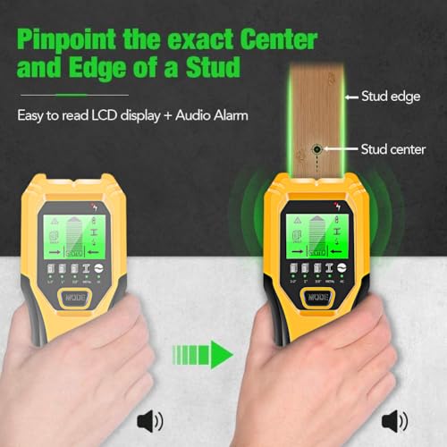 FOLAI Yellow 5-in-1 Stud Finder Wall Scanner with LCD & Audio Alarm