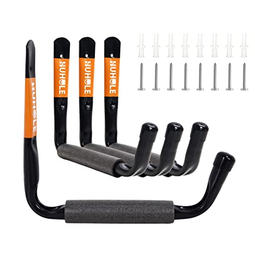 HUHOLE Ladder Hooks for Garage Wall, Wall Mount Ladder Brackets with 9.8" Jumbo Arm, Utility Hooks for Bike, Folding Chair, Bulk Items