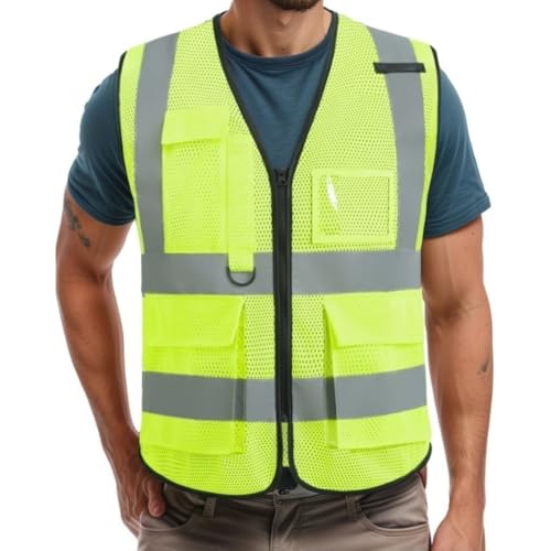 Hi Vis Reflective Safety Vest with High Visibility Strips for Road Crew & Outdoor