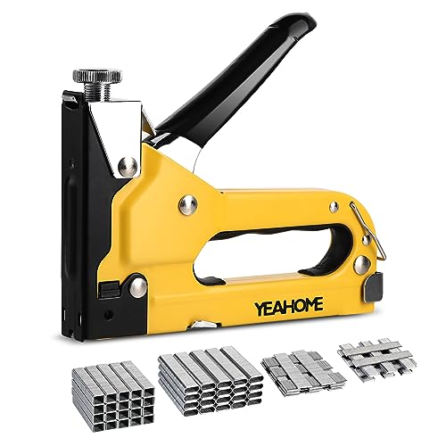 Yellow 4-in-1 Heavy Duty Staple Gun with 4000 Staples for Upholstery & DIY - YEAHOME
