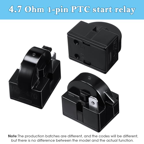 Mudder 2Pcs PTC Starter Relay 4.7Ω & 6750C-0005P Overload Protector for Refrigerator