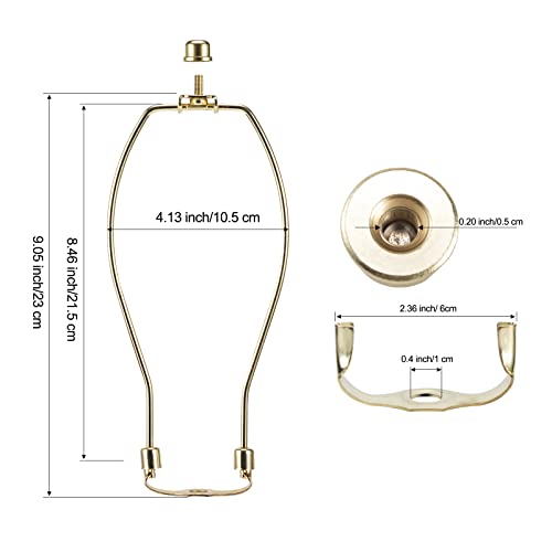Saangseon 9 Inch Polished Brass Lamp Harp Pack of 2 Light Duty for Table & Nightstand Lamps