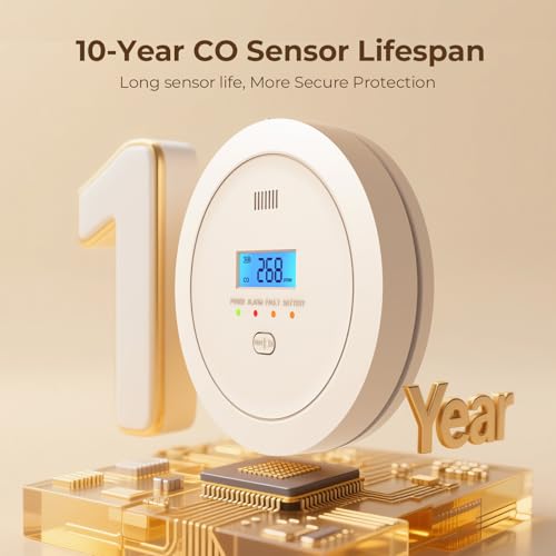 Carbon Monoxide Detector for Home,Battery Powered CO Alarms with Digital Display, CO Detectors with Test &Mute Button,10 Year Sensor Life Alarm,PG-C02,3 PCS