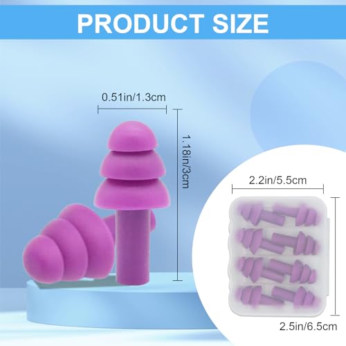 Ear Plugs for Sleeping,12 Pair Earplugs Noise Canceling Soft Silicone Ear Plug Reusable Earplugs for Sleep,Concert,Swimming,Study,Loud Noise,Snoring(Black Blue Purple)