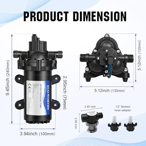 ECO-WORTHY Black 33-Series Industrial Water Pressure Pump 110V, 4 GPM, 50 PSI