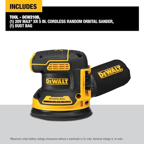 DEWALT 20V MAX Orbital Sander Tool Only - Brushless, Variable Speed, 5 Inch