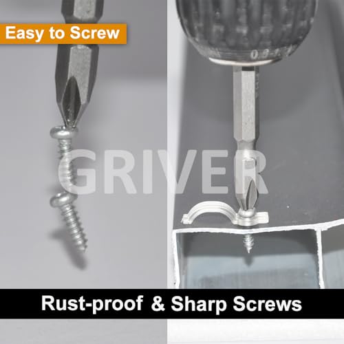 GRIVER 100 Pack Waterproof LED Strip Light Mounting Brackets for 10mm Wide Lights - Fixing Clips & Screws Included