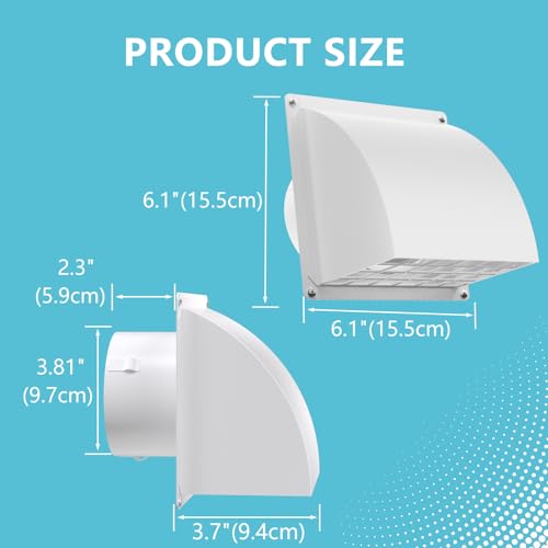 HG Power 4-Inch Outdoor Dryer Vent Cover with Removable Screen, White