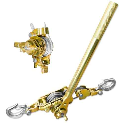 Come Along Winch Puller 3T 10FT, Cable Hoist Winch Puller with 2 Hooks, Come Along Tool Heavy Duty, Ratchet Puller for Lifting Pulling Construction Building