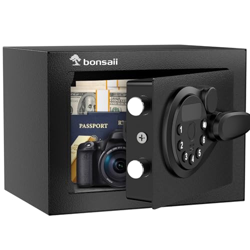 Bonsaii Electronic Keypad Safe Box 0.231 Cu.Ft Secure Storage for Valuables