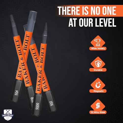 Baker&Bolt Impact Hex Bit Set, Robertson 14-pcs+bit holder14-pcs+bit holder Wrench Drill Bit Set, Hex Drill Bit Set, 45¡Æ Extension Corners Magnetic bit holder, Convenient Storage Case Included