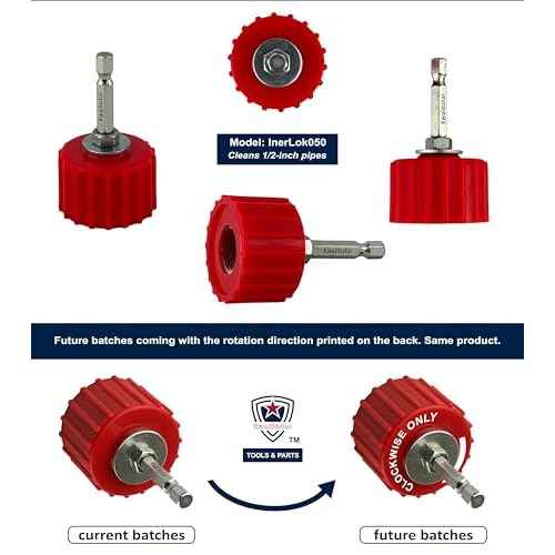 1/2-Inch Copper Pipe Cleaner for Power Drill, Model InerLok050, 1/2¡± Tube Cleaning Brush, Cleans Copper / Bronze / Brass Pipes and Tubes for Soldering, w/ Stainless-Steel Wire Bristles and 1/4¡± Shank¡¦