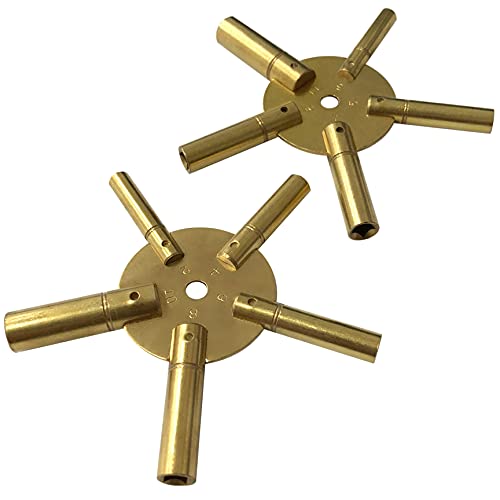 Jewellers Tools Clock Key Set with Winged Brass Spider & Star Pair, Sizes 2-11