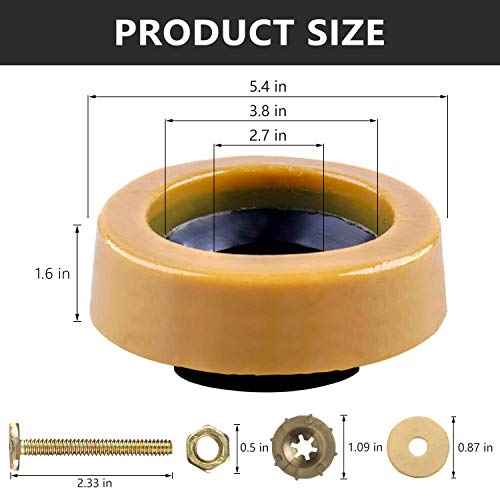 Extra Thick Toilet Wax Ring Kit with Flange and Bolts for Floor Outlet Toilets New Install or Re-seat, Fits 3-inch or 4-inch Waste Lines