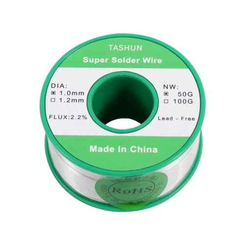 Solder Wire Great Solder Sn99.3 Cu0.7 with Less Smoke, Less Residue, Flow Well and Strong Solder Joints for Electrical Soldering. 0.6,0.8.1.0,1.2mm / 0.22lb (1, 1.0mm 50g)