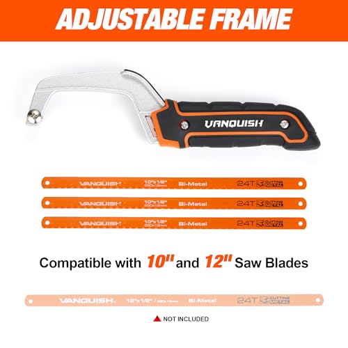 VANQUISH Aluminum Frame Mini Wood Hack Saw with 2 Piece Extra Flexible Bi-Metal HSS Blades Cutter Hand Hacksaw for Woodworking and Metal NW4851